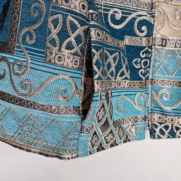 DRESS BARN WOMAN Tapestry Blazer Jacket TEAL BLUE MULTI Plus size 3X Art to Wear - Picture 3 of 8
